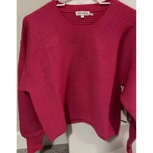 New Good American Pink Sweater Women's Ribbed Crop For S/M Crew Neck  $125